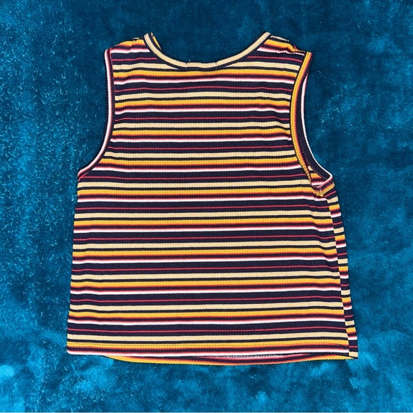 Ribbed mock neck tank top with stripes - Picture 2 of 3
